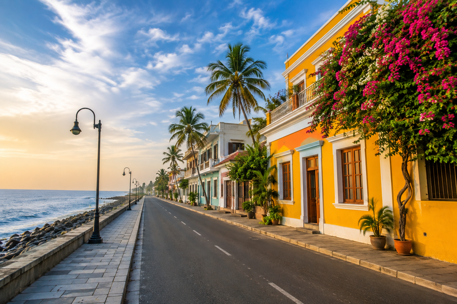 Pondicherry holiday package with French Quarter and coastal promenade